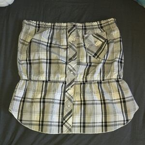 Full Tilt Black & Gray Plaid Strapless Top 💚🩵🩷